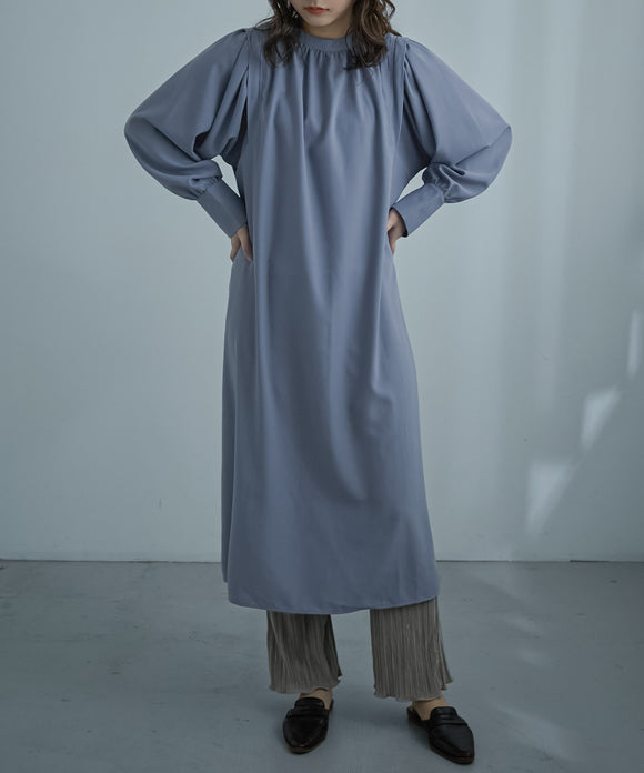 Fashion Letter 2WAYボリューム袖ワンピース ブルー
