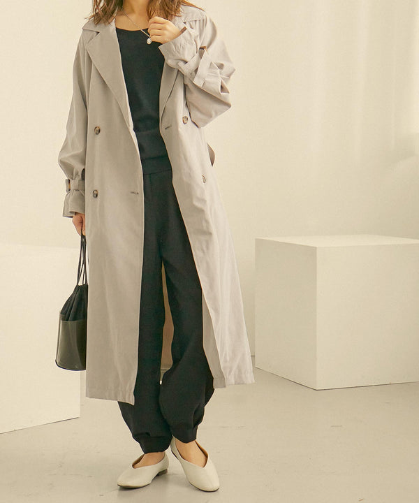Fashion Letter キャンディ袖ビッグトレンチコート グレージュ