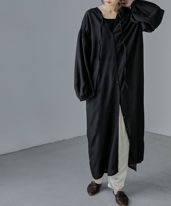 Fashion Letter スラブジョーゼット2wayギャザーワンピース ブラック