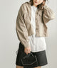 Fashion Letter ショートシャツジャケット サンドベージュ