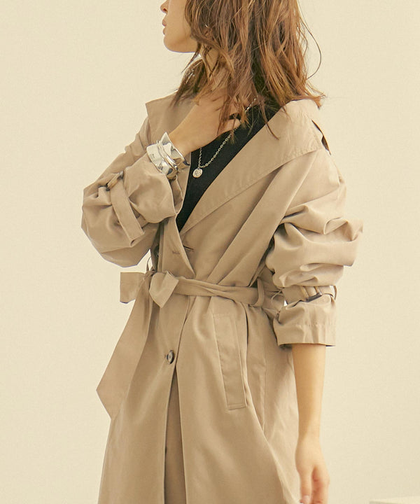 Fashion Letter キャンディ袖ビッグトレンチコート ベージュ