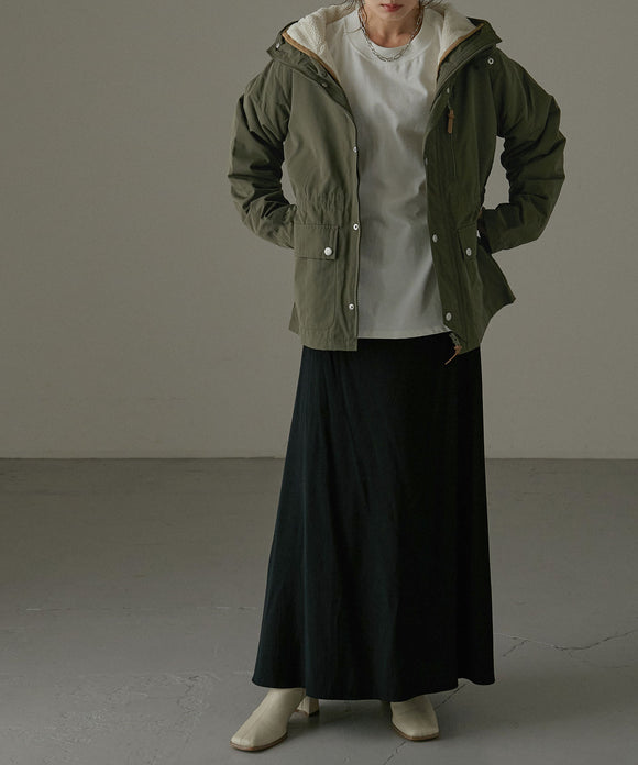 Fashion Letter ボアライナー付ビックポケットワークJK カーキ