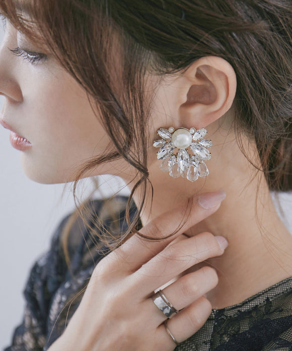 niana シャルム パールビジューイヤリング クリア