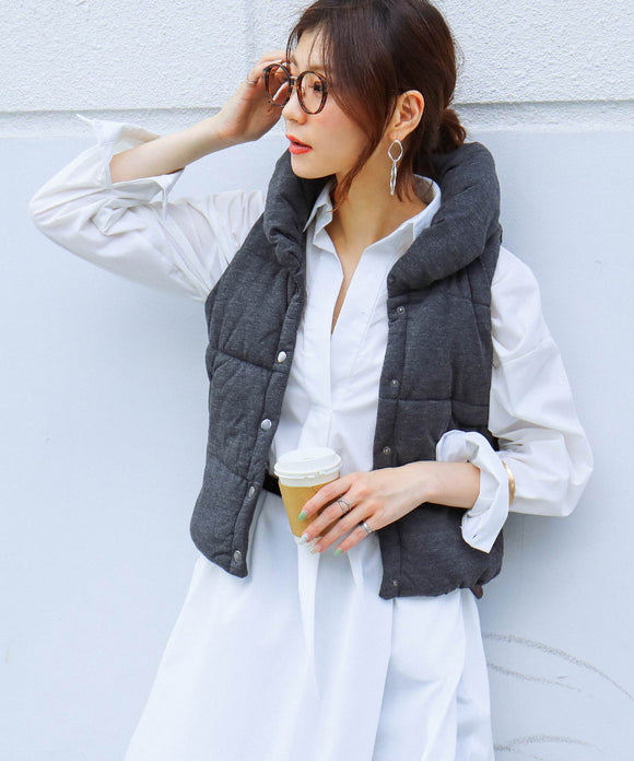 Fashion Letter 中綿ベスト チャコール