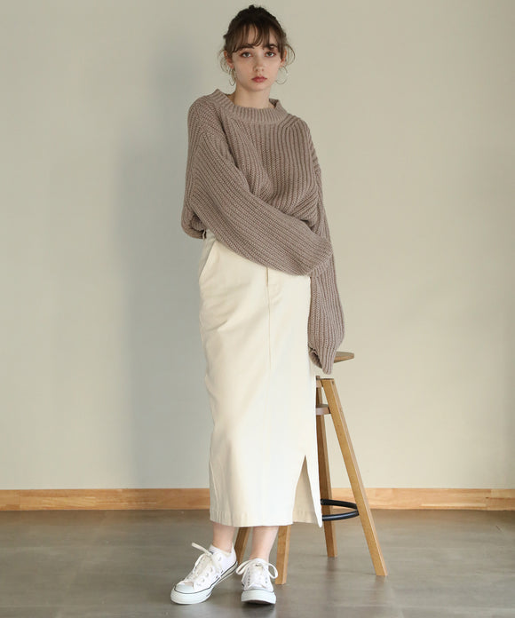 aity ローゲージエステルモヘアざっくりニット グレージュ