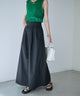 Fashion Letter バックシャーリングベルトAラインスカート ブラック