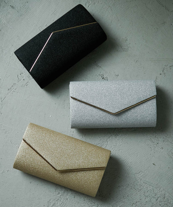 niana シンプルラメレター型クラッチバッグ ブラック