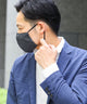 Fashion Letter 洗える 夏用 接触冷感マスク2枚セット 麻タイプ・ダークグレー