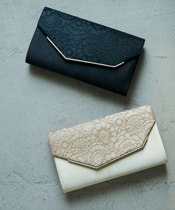 niana 幾何学レースクラッチバッグ ブラック