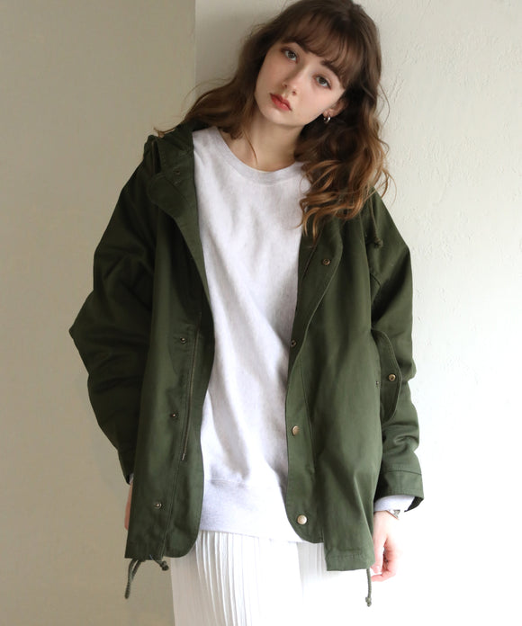 aity フード付きドルマンモッズコート カーキ