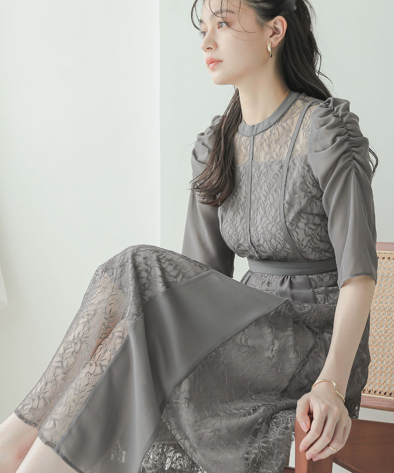 シフォン切り替えレース パーティードレス｜パーティードレス・結婚式 