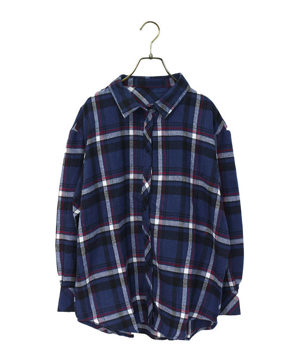 Fashion Letter 先染めチェック柄3WAYシャツ ネイビー2