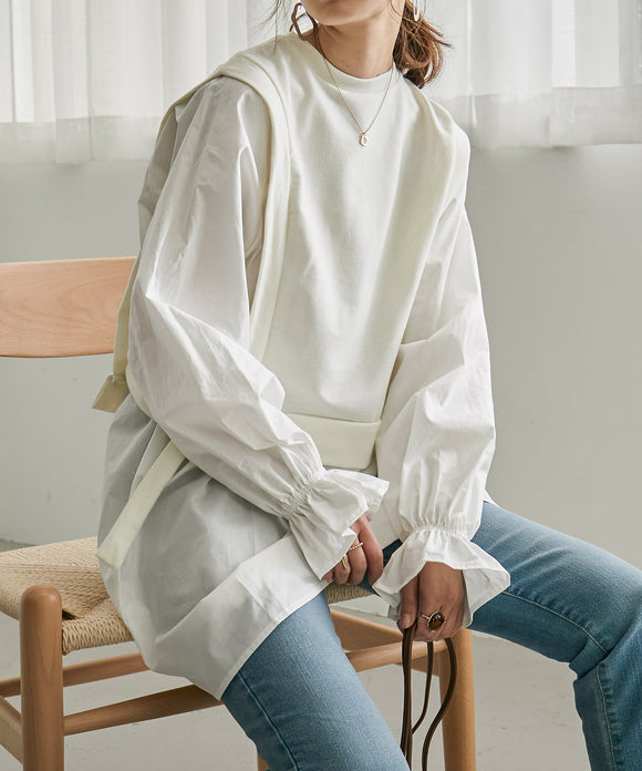 Fashion Letter ベストレイヤード風チュニック アイボリー