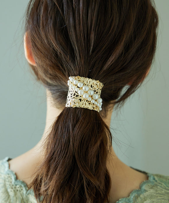 niana ２連パールヘアアクセ ゴールド