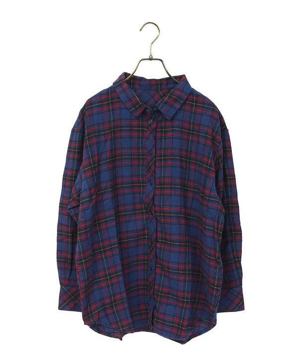 Fashion Letter 先染めチェック柄3WAYシャツ ネイビー1