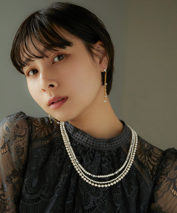 niana 3連パールネックレス オフホワイト