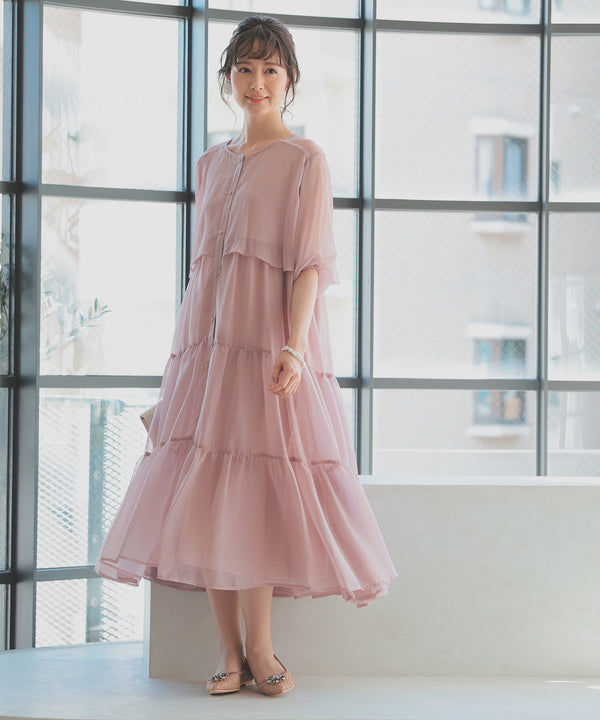 niana ティアードワンピース ピンクベージュ