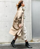 Fashion Letter ミリタリーロングコート ベージュ
