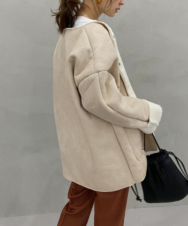 Fashion Letter フェイクムートンリバーシブルジャケット エクリュ