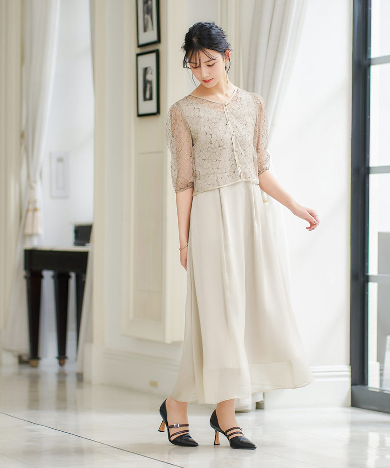 再値下】AIMER ボレロ・パーティードレスセット 2wayレースボレロ 