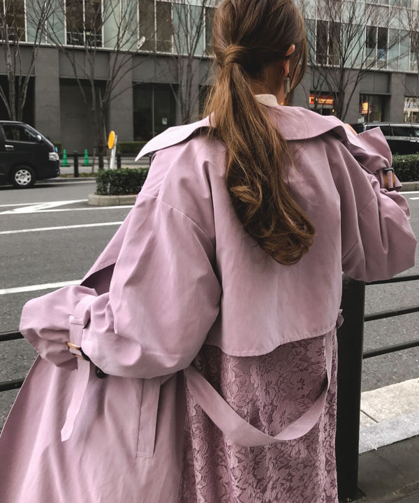 Fashion Letter バックレーストレンチコート ダスティラベンダー