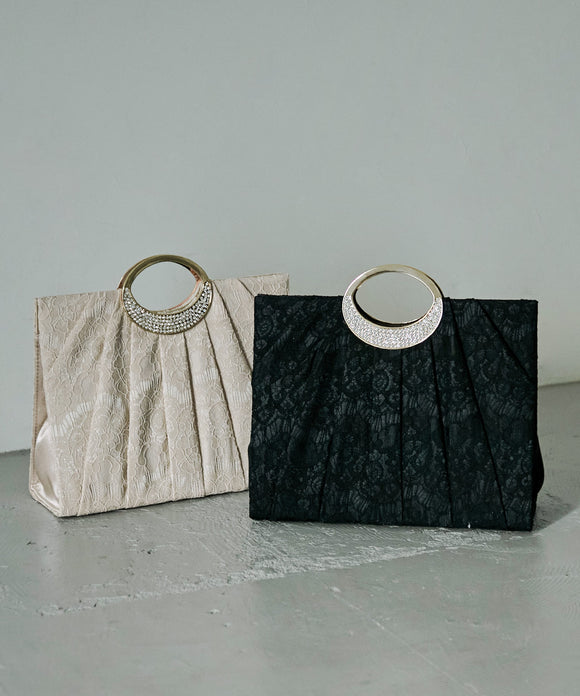 niana レース金具ハンドルバッグ ブラック