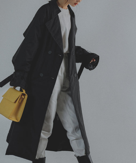 Fashion Letter 中綿入りトレンチコート ブラック