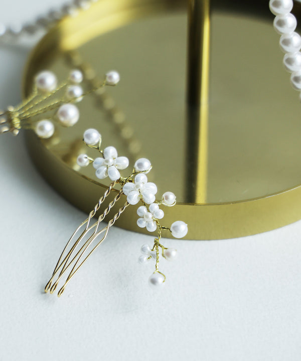 niana フラワーパールヘアアクセ（カーブ）