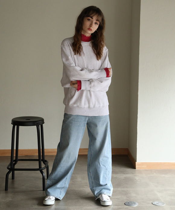 aity スモッキングレースハイネックプルオーバー ピンク