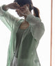 Fashion Letter バックオープンシアーシャツ ミント