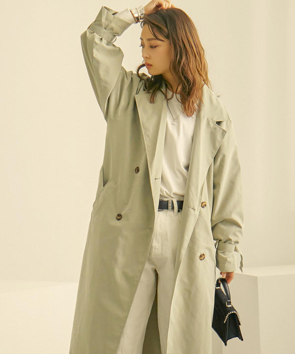 Fashion Letter キャンディ袖ビッグトレンチコート ライトカーキ