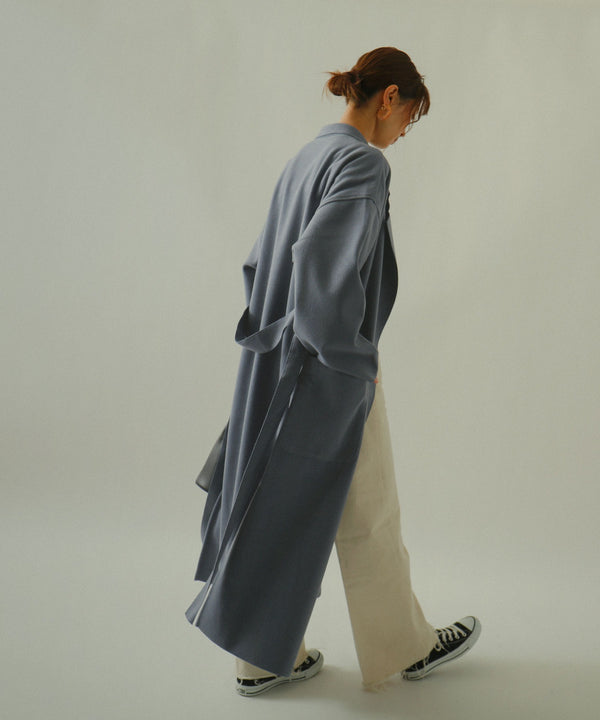 Fashion Letter ガウンコート スリット オーバーサイズ ブルー