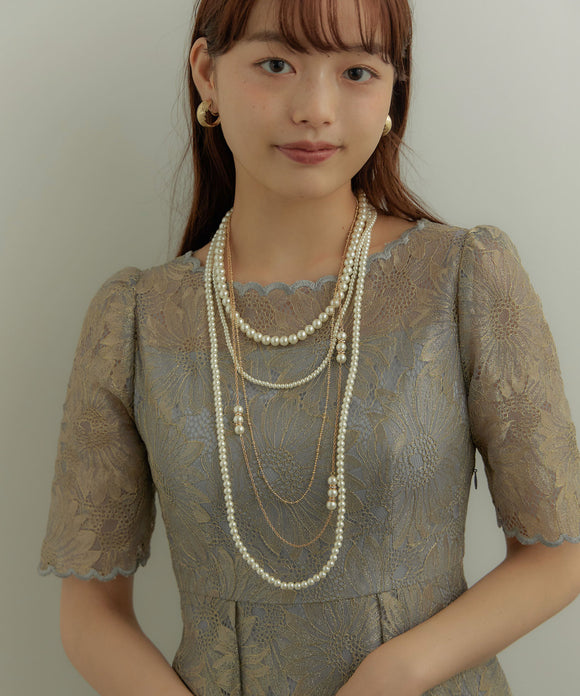 niana パールビジューロングネックレス ベージュ