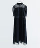 niana バックサテンジョーゼット×ラッセルレースドレス ネイビー