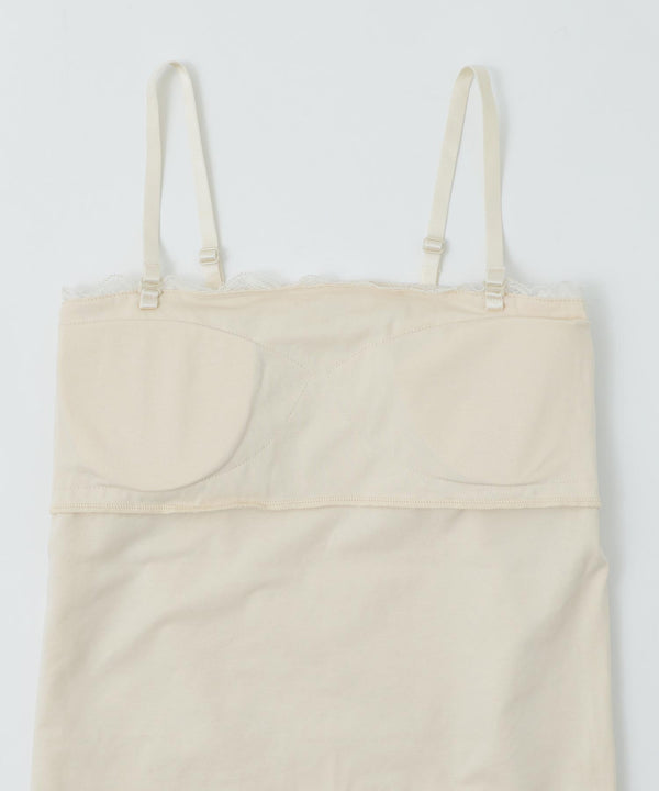 niana 花柄レース重ねスムースベアトップ　ストラップ付き