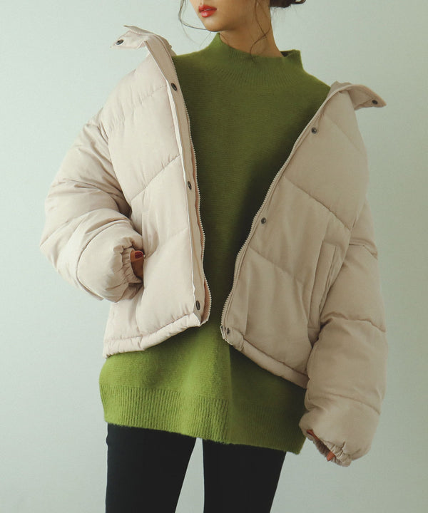 Fashion Letter フェイクダウンジャケット ライトベージュ