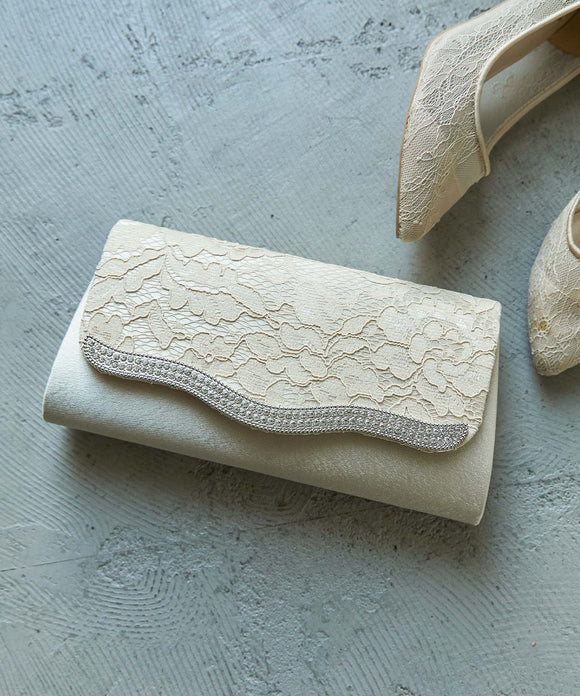 niana レース使いクラッチバッグ ベージュ