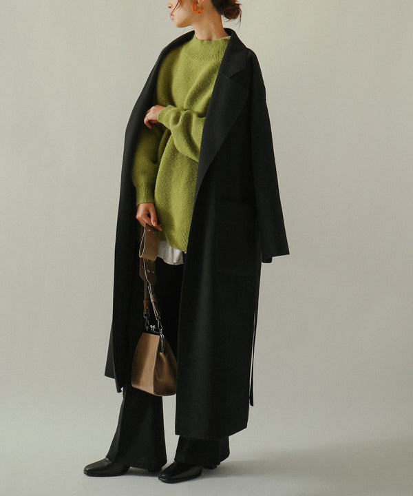 Fashion Letter ガウンコート スリット オーバーサイズ ブラック
