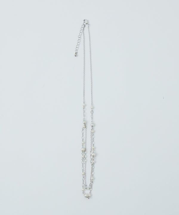niana パールチェーン２連ネックレス シルバー