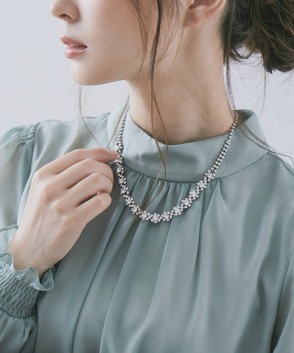 niana ビジューライン使いネックレス シルバー