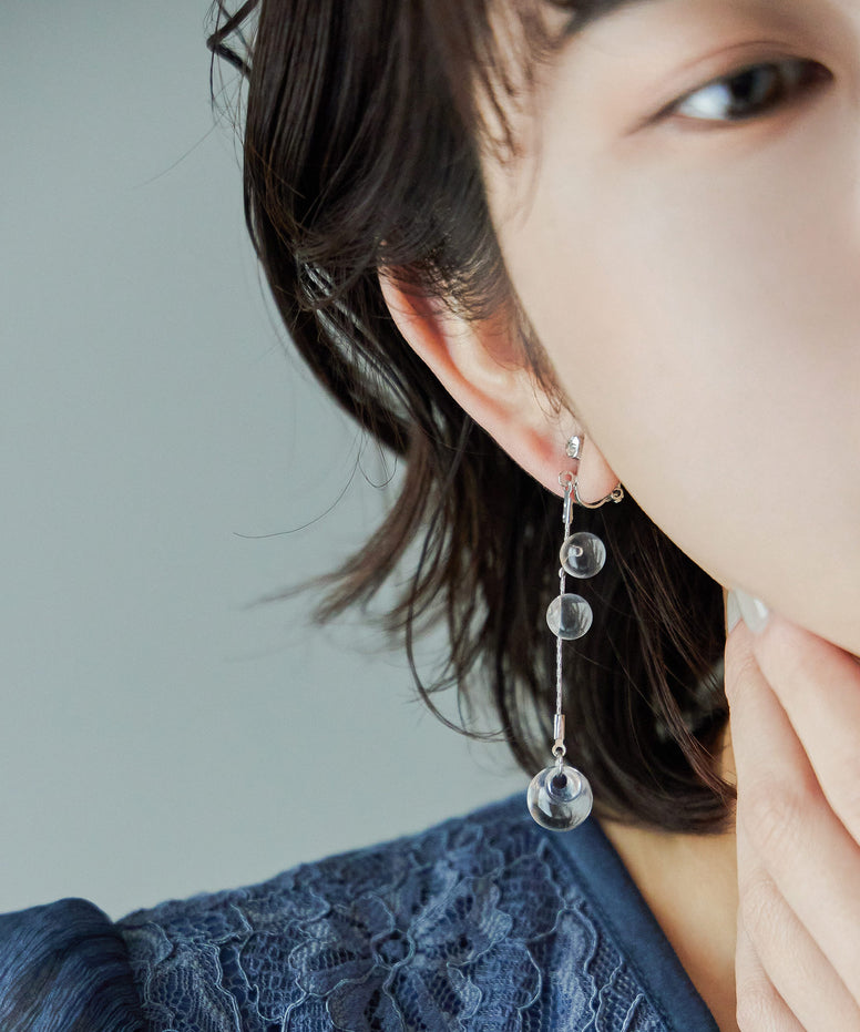 大粒クリアパールドロップイヤリング｜ピアス・イアリング - niana