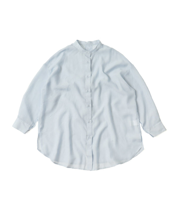 Fashion Letter バックオープンシアーシャツ ブルー