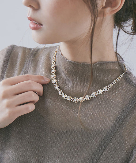 niana ビジューライン使いネックレス ゴールド