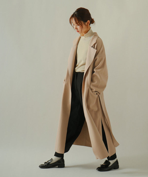 Fashion Letter ガウンコート スリット オーバーサイズ ベージュ