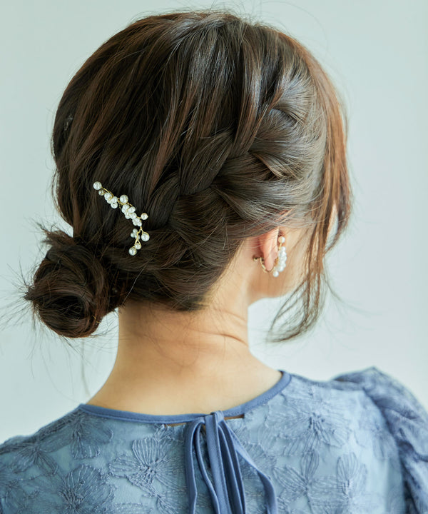 niana フラワーパールヘアアクセ（カーブ） オフホワイト