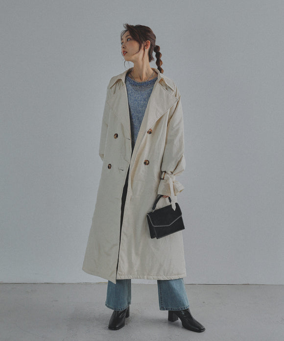 Fashion Letter 中綿入りトレンチコート アイボリー