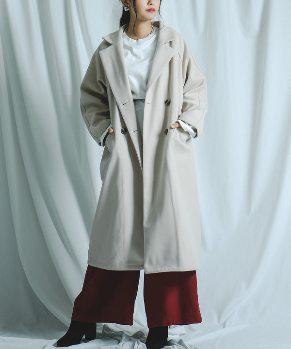 Fashion Letter ラグランWコート アイボリー