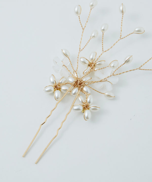 niana フラワービジューパールヘアピン 2ピースセット