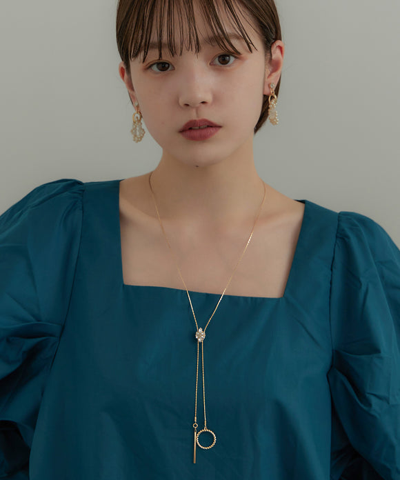 niana 一粒フラワービジューロングネックレス ゴールド