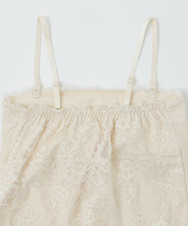niana 花柄レース重ねスムースベアトップ　ストラップ付き